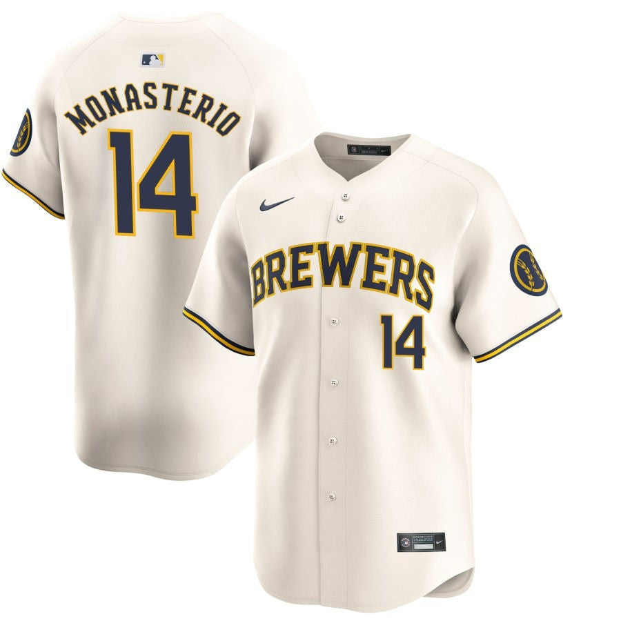 Andruw Monasterio Milwaukee Brewers 2024 Cream Home Limited Jersey