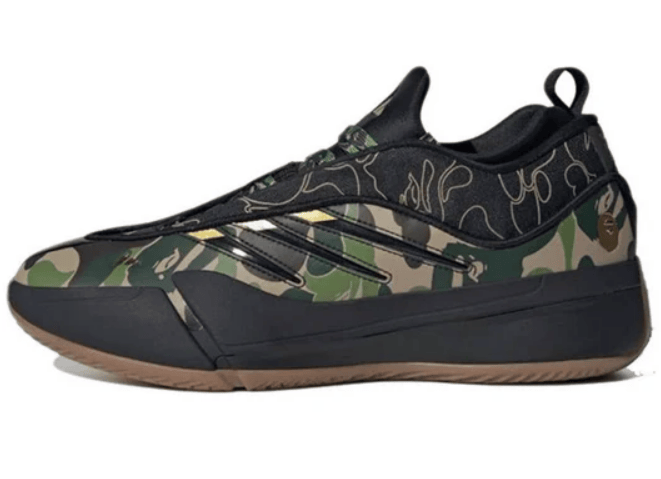 Men's Adidas x A Bathing Ape Dame 9 'Core Black Camo' Shoes