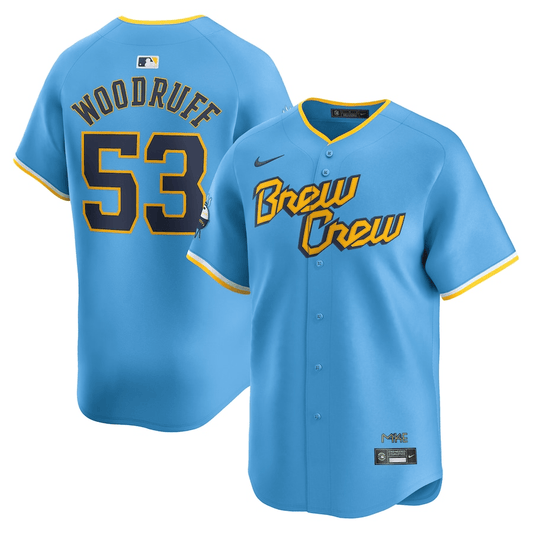 Brandon Woodruff Milwaukee Brewers 2024-2025 City Connect Team Blue Jersey