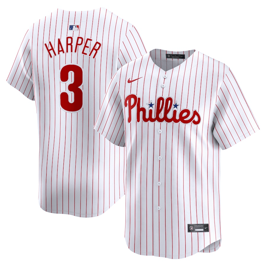 Bryce Harper Philadelphia Phillies 2024-2025 Home Player Name White Jersey