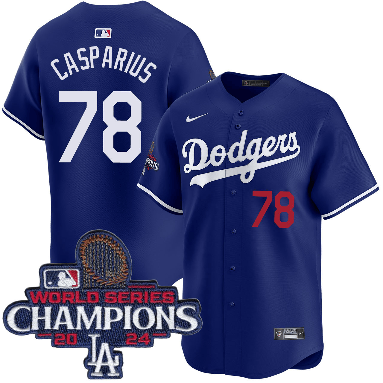 Ben Casparius Los Angeles Dodgers 2024 Alternate Limited World Series Champions Royal Jersey