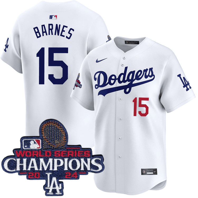 Austin Barnes Los Angeles Dodgers 2024 Home World Series Champions White Jersey