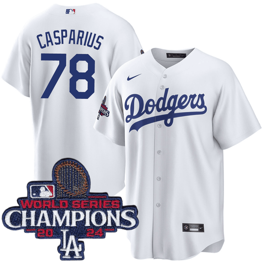 Ben Casparius Los Angeles Dodgers 2024 Home World Series Champions White Jersey