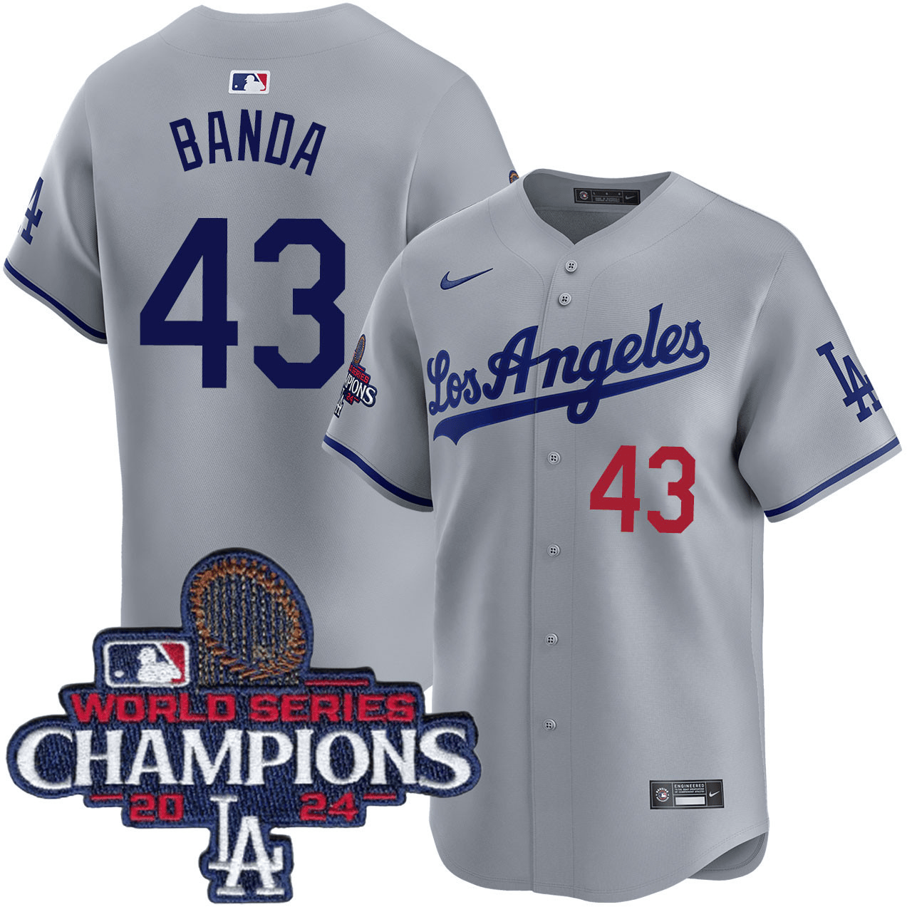 Anthony Banda Los Angeles Dodgers 2024 Road Limited World Series Champions Grey Jersey