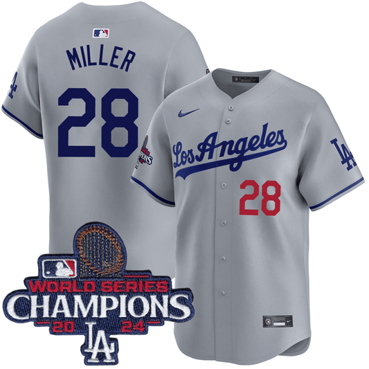 Bobby Miller Los Angeles Dodgers 2024 Road Limited World Series Champions Grey Jersey