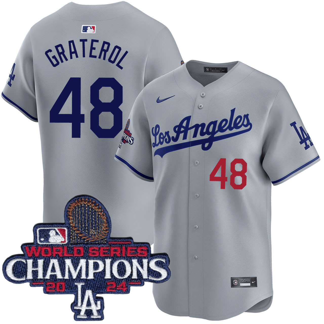 Brusdar Graterol Los Angeles Dodgers 2024 Road Limited World Series Champions Grey Jersey