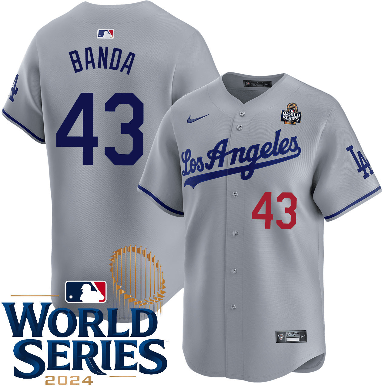 Anthony Banda Los Angeles Dodgers 2024 Road Limited World Series Grey Jersey