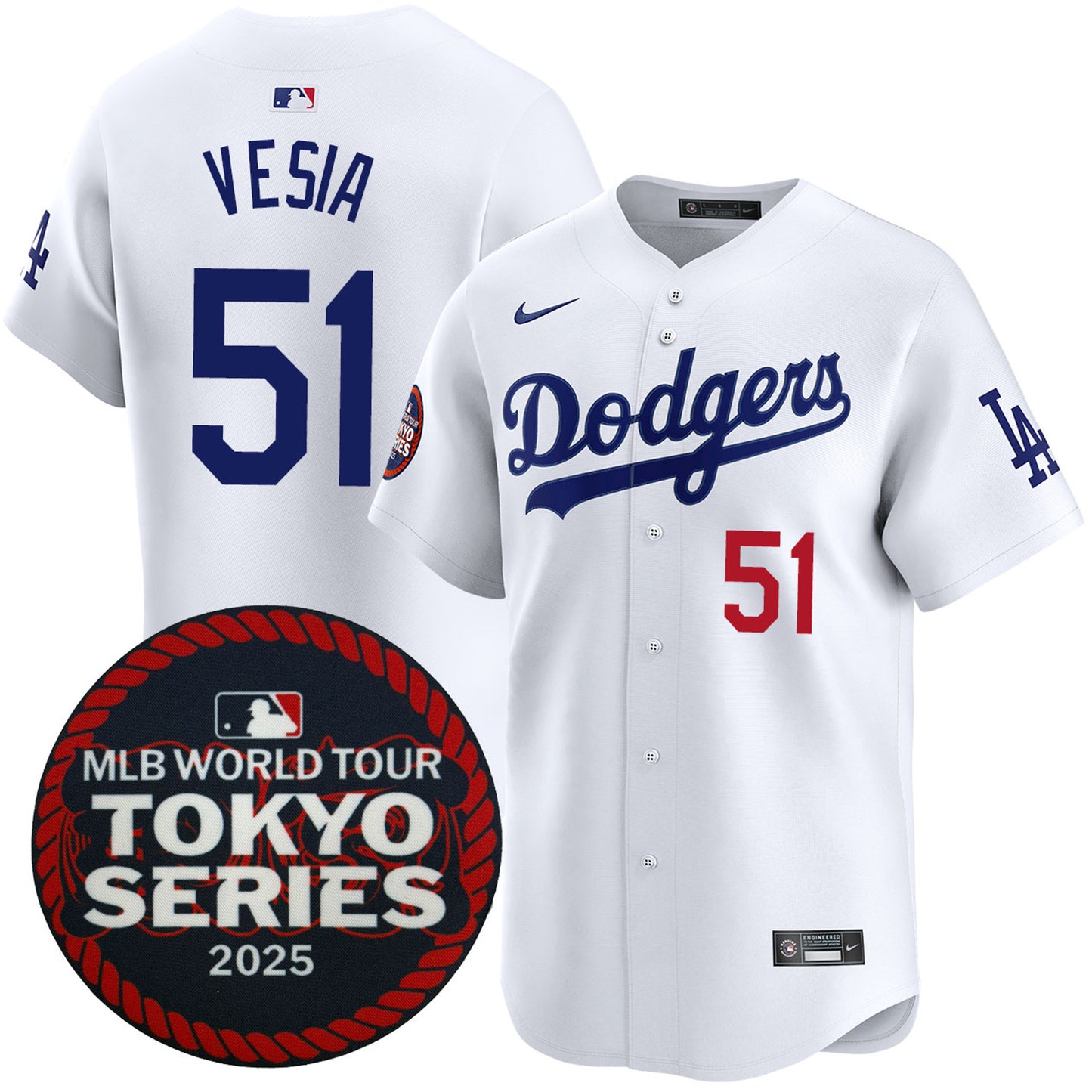 Alex Vesia Los Angeles Dodgers 2025 Home Tokyo Series Jersey - White