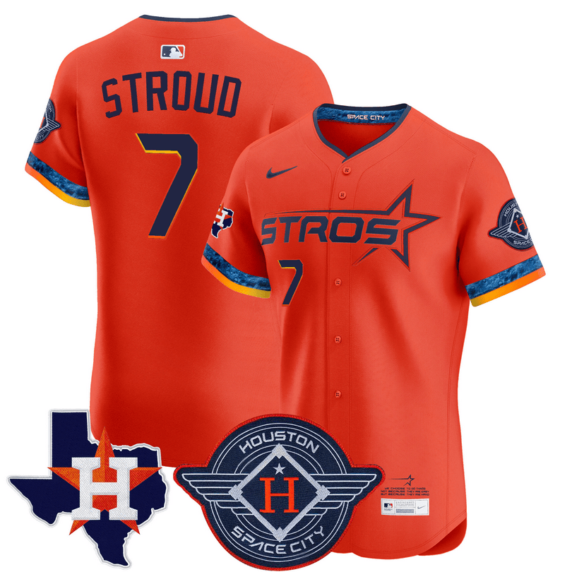 C.J. Stroud Houston Astros 2025 City Connect Texas Patch Vapor Premier Elite Jersey - Orange