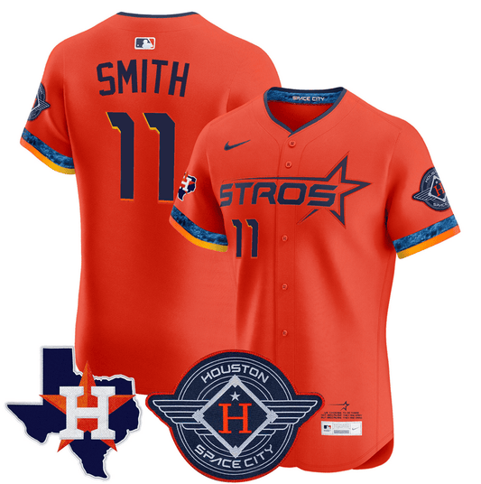 Cam Smith Houston Astros 2025 City Connect Texas Patch Vapor Premier Elite Jersey - Orange