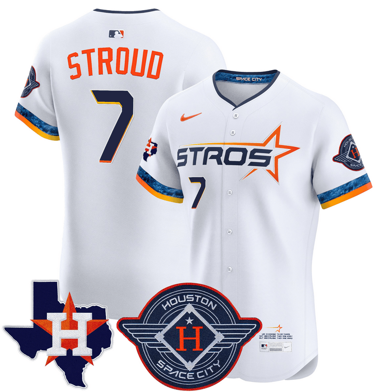 C.J. Stroud Houston Astros 2025 City Connect Texas Patch Vapor Premier Elite Jersey - White
