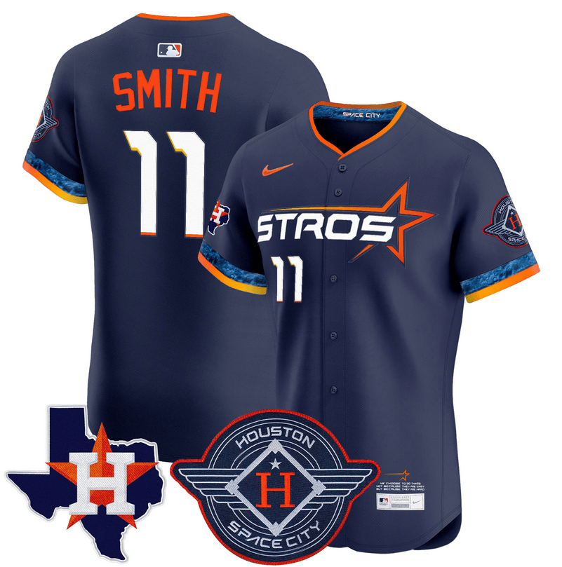Cam Smith Houston Astros 2025 City Connect Texas Patch Vapor Premier Elite Jersey - Navy