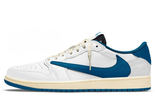 Men's Travis Scott x Air Jordan 1 Low 'White Blue' Shoes