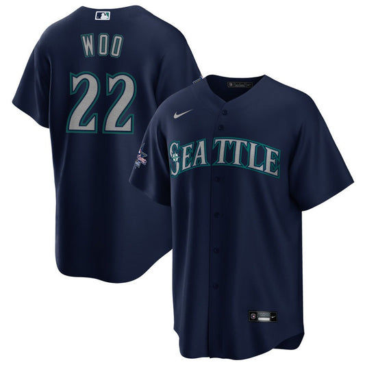 Bryan Woo Seattle Mariners 2025 All-Star Game Away Jersey- Navy