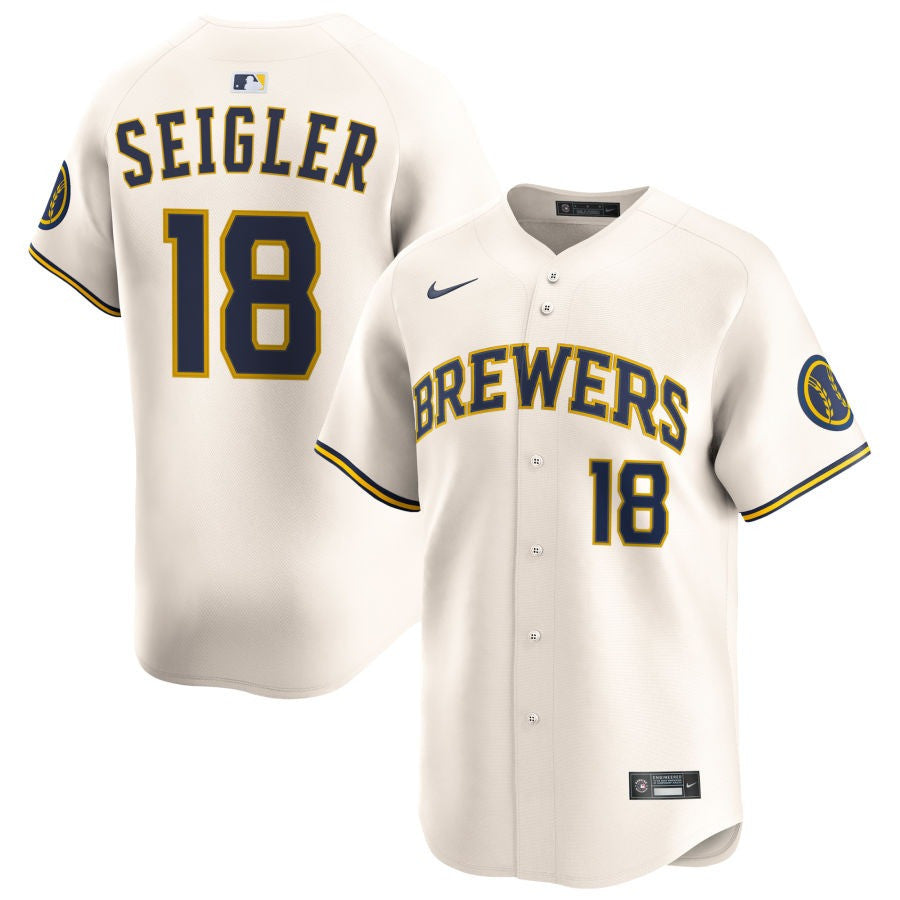 Anthony Seigler Milwaukee Brewers 2025 Home Limited Jersey - Cream