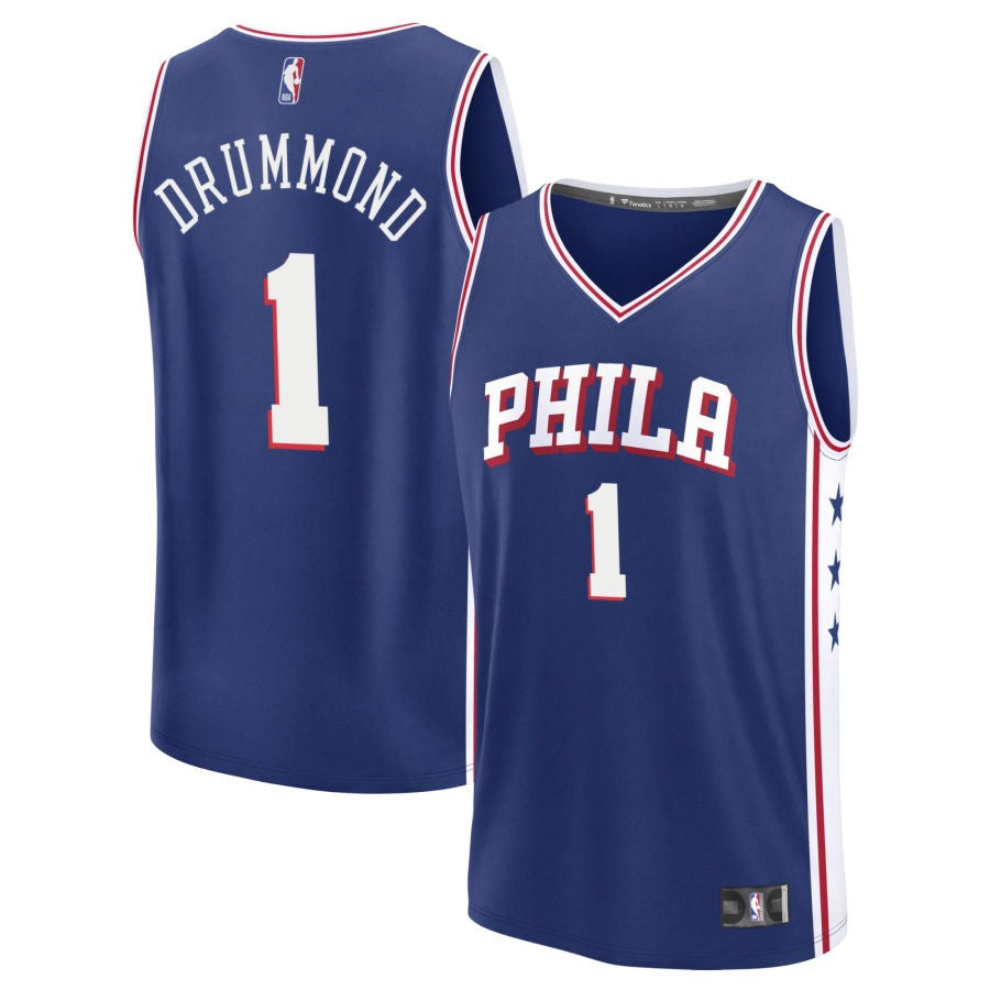 Andre Drummond Philadelphia 76ers 2025 Icon Edition Fast Break Jersey - Blue