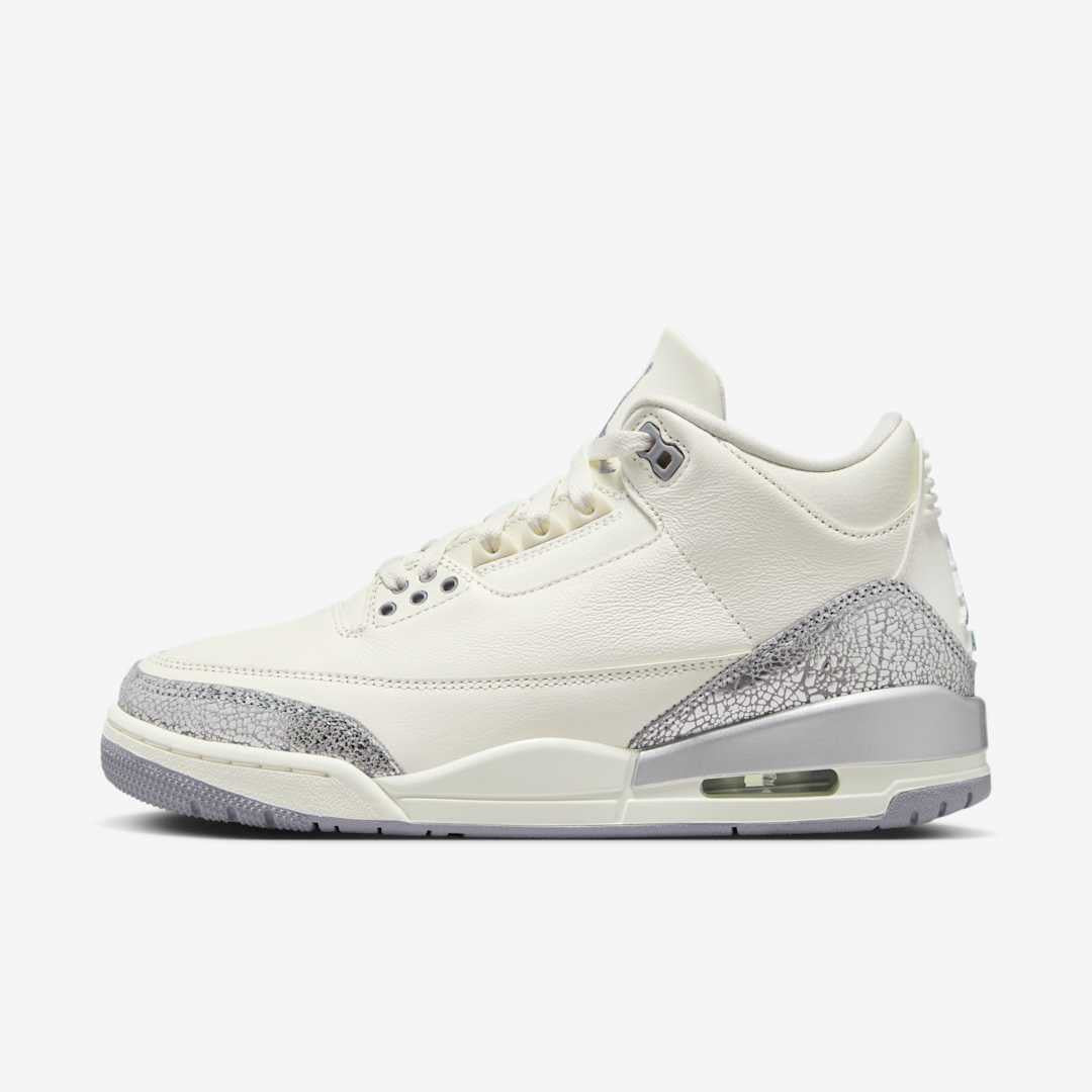 Men's Nike Air Jordan 3 Sail Metallic Silver Shoes
