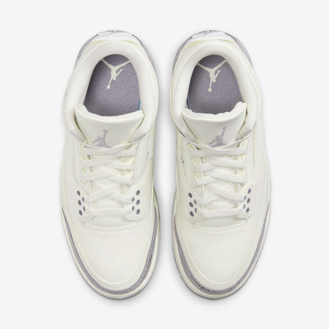 Men's Nike Air Jordan 3 Sail Metallic Silver Shoes