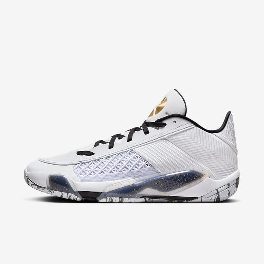 Men's Nike Air Jordan 38 White Metallic Gold Shoes