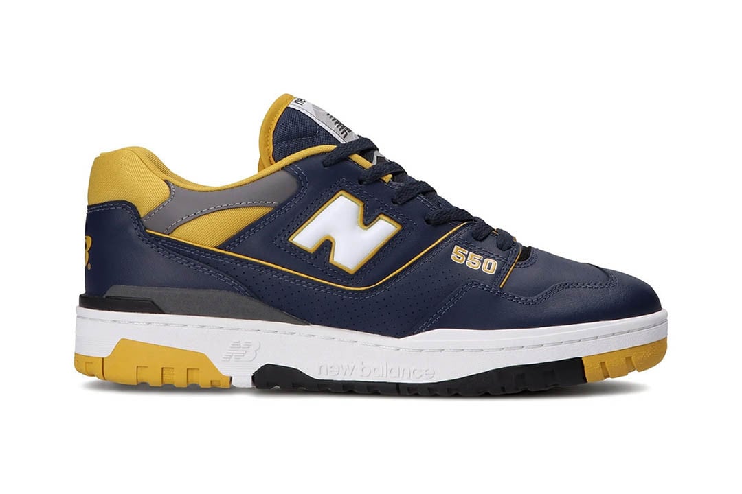 Men's New Balance 550 Navy Yellow Shoes