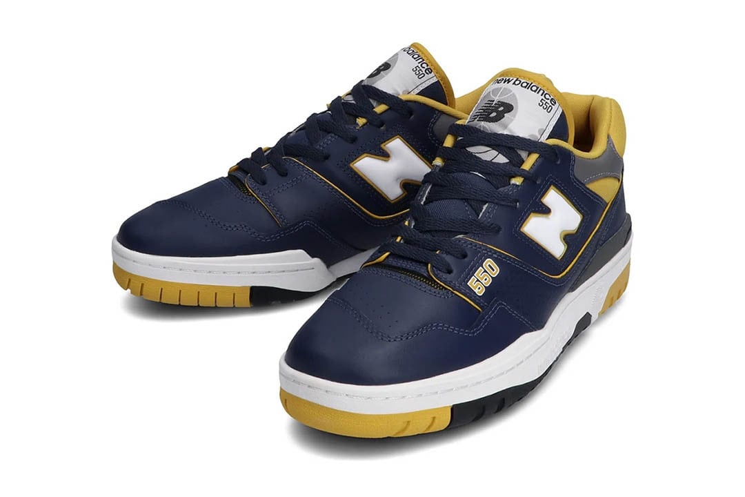 Men's New Balance 550 Navy Yellow Shoes