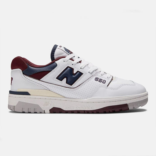 Men's New Balance 550 White Navy Maroon Shoes