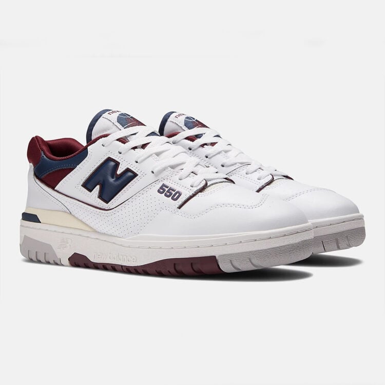 Men's New Balance 550 White Navy Maroon Shoes