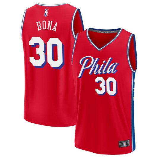 Adem Bona Philadelphia 76ers 2025 Fast Break Statement Edition Jersey - Red