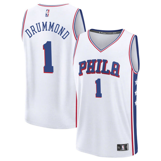 Andre Drummond Philadelphia 76ers 2025 Fast Break Association Edition Jersey - White