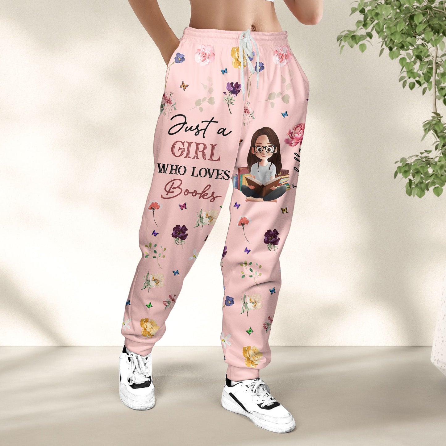 Birth Flower Book Lover - Personalized Sweatpants