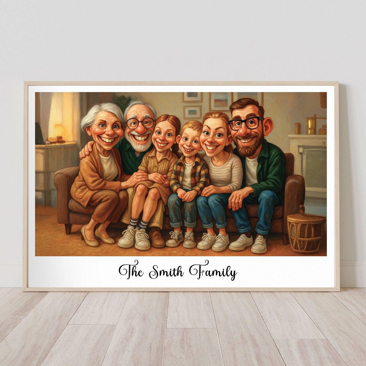 Caricature Wall Art For Family, Siblings, Sisters - Cartoon Your Photo - Personalized Photo Poster