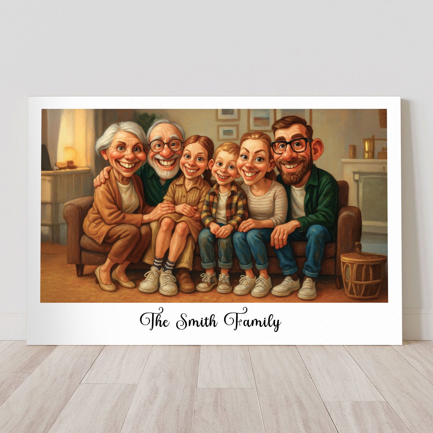 Caricature Wall Art For Family, Siblings, Sisters - Cartoon Your Photo - Personalized Photo Poster