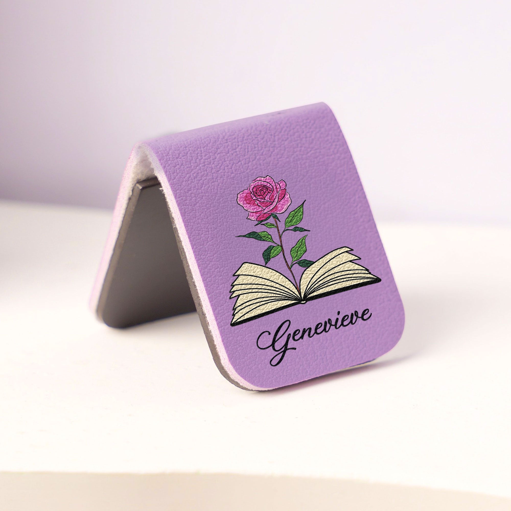 Custom Name & Birth Flower Book Lovers - Personalized Leather Magnetic Bookmark