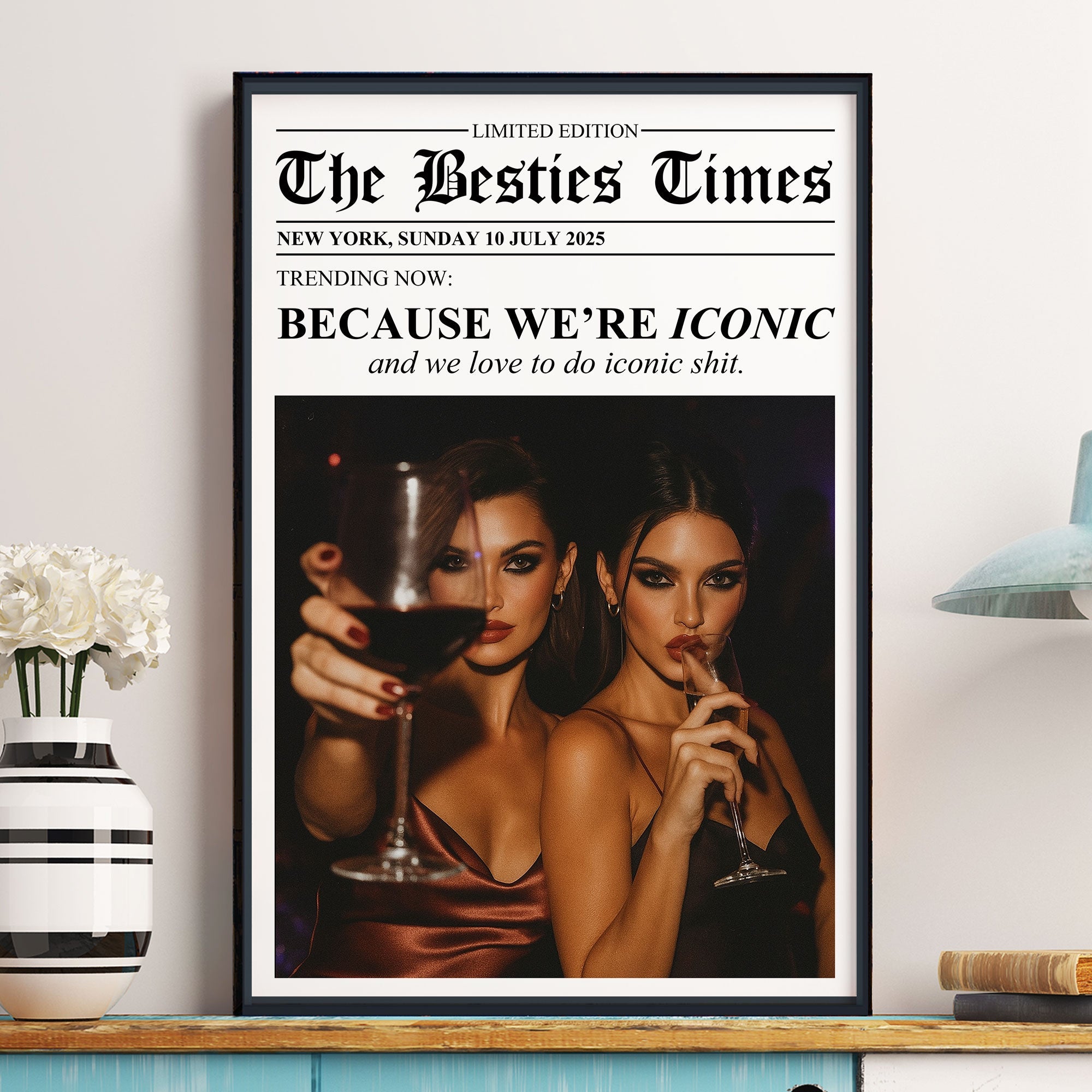 Custom Newspaper Friendship With Photo & Your Own Message - Personalized Photo Poster