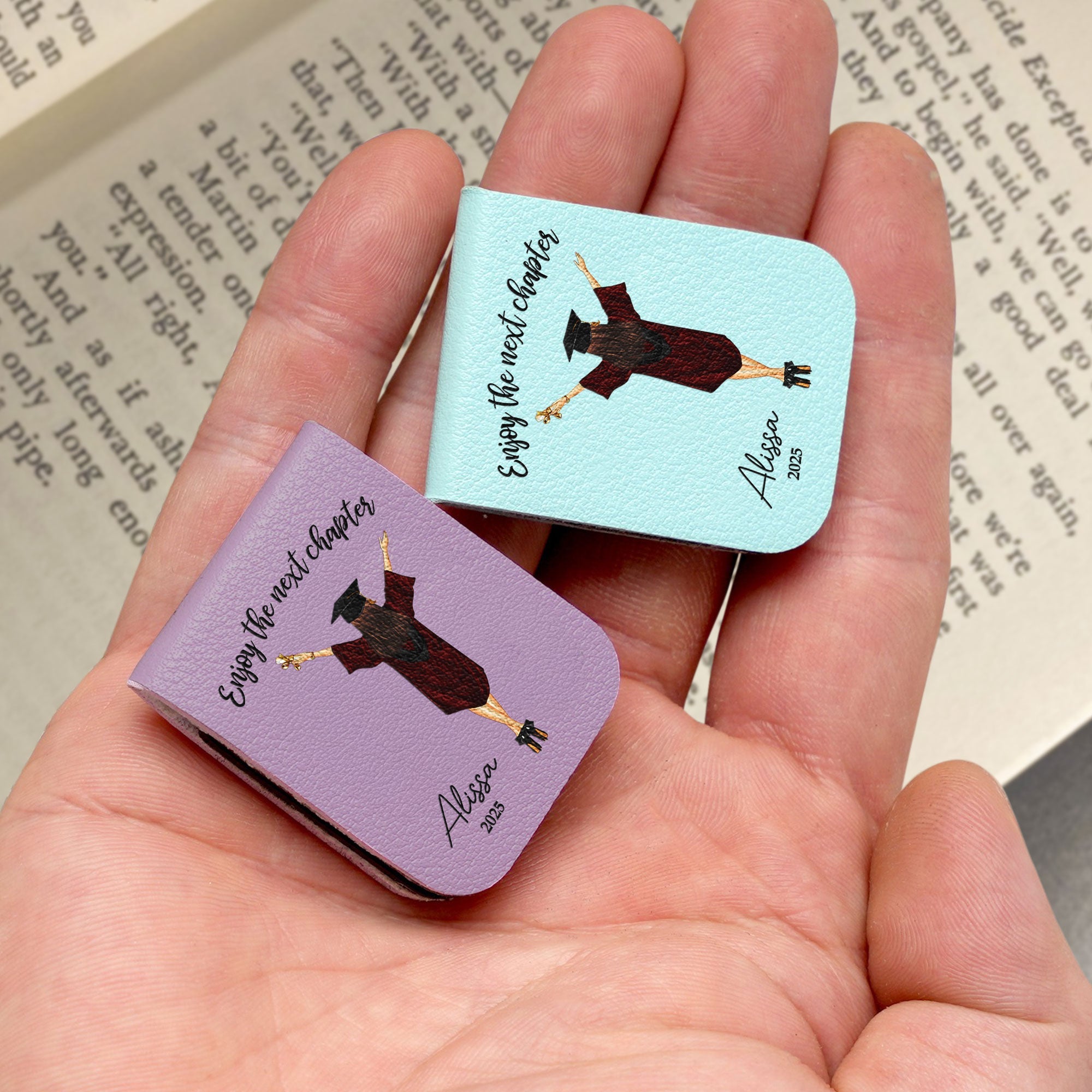 Graduation Gift - Enjoy The Next Chapter - Personalized Leather Magnetic Bookmark