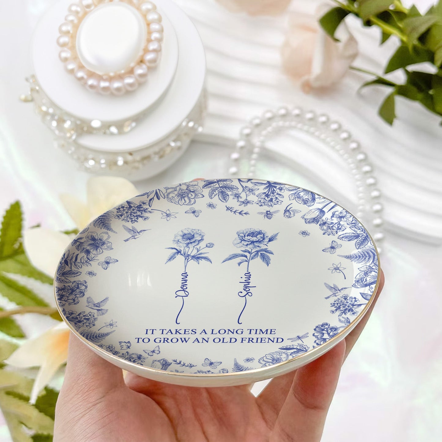 It Takes A Long Time To Grow An Old Friend - Personalized Jewelry Dish  Christmas Gift For Friend