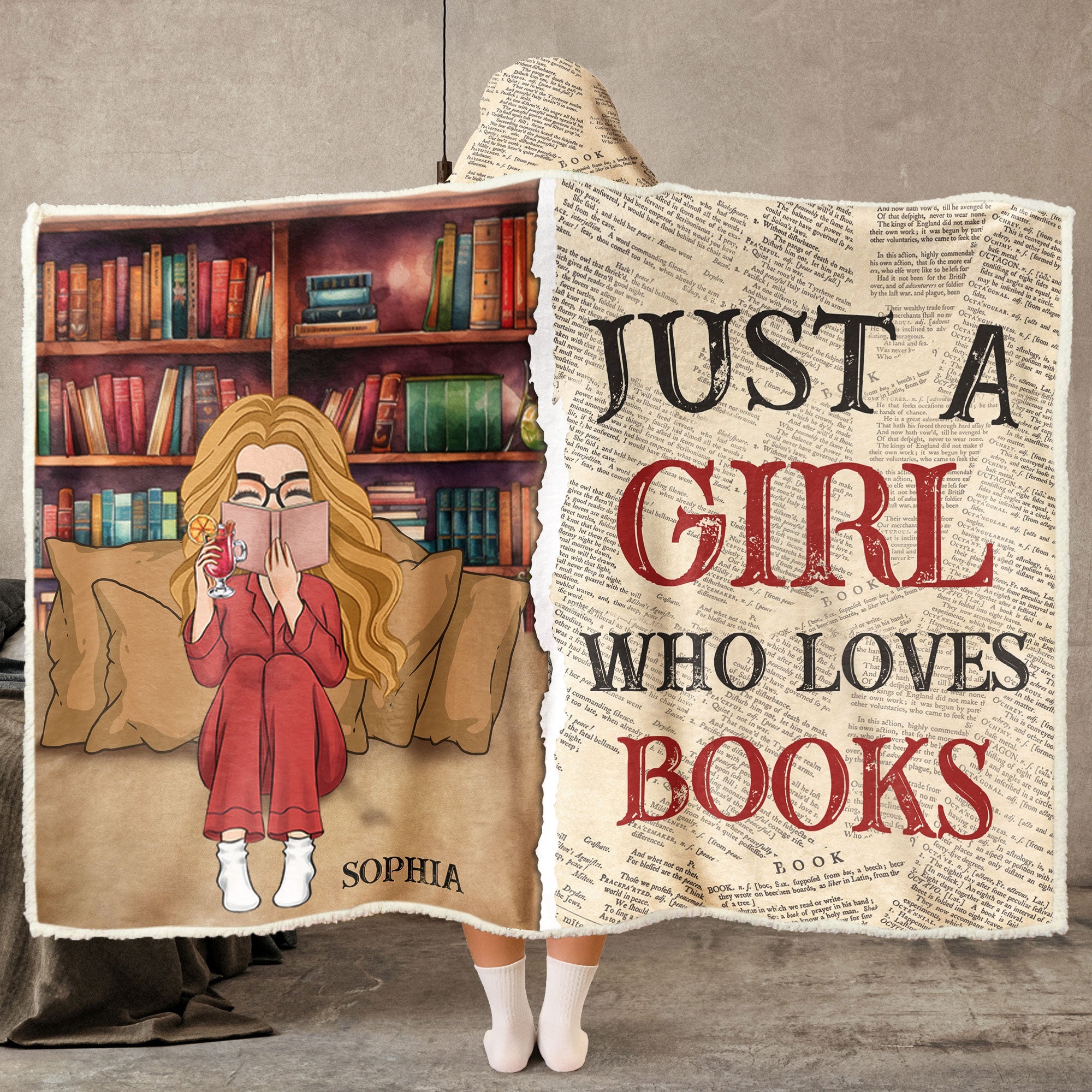 Just A Girl Who Loves Books - Personalized Wearable Blanket