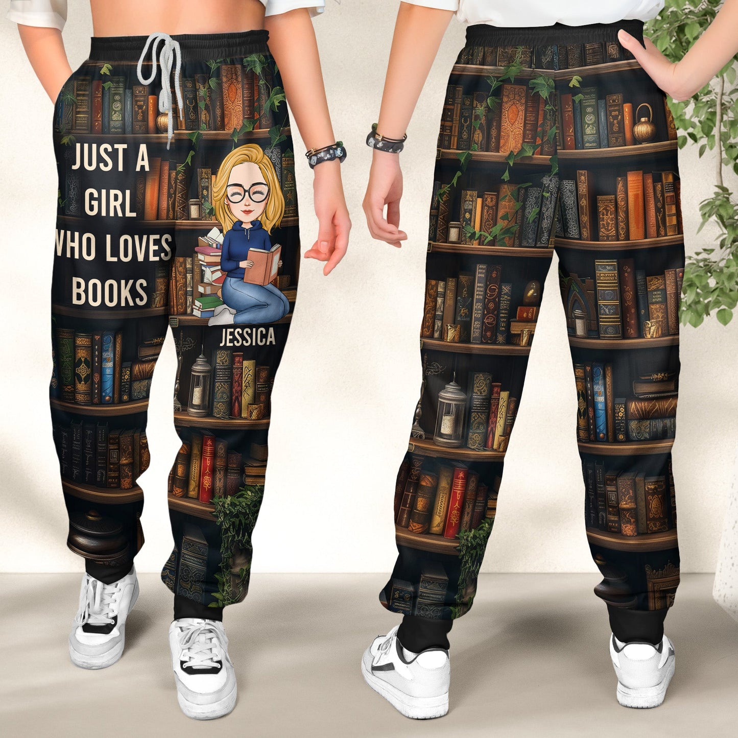 Just A Girl Who Loves Books - Personalized Sweatpants Lounge Pants With Pockets