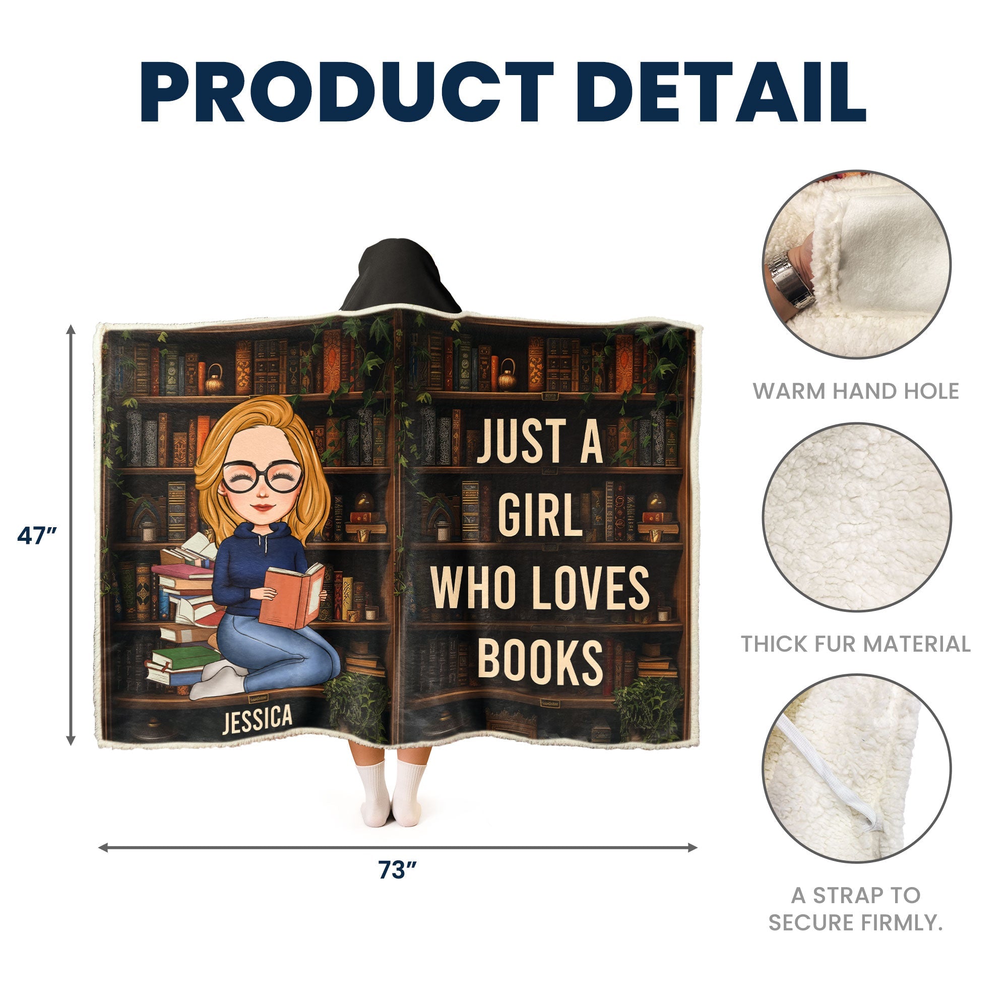 Just A Girl Who Loves Books - Personalized Wearable Blanket
