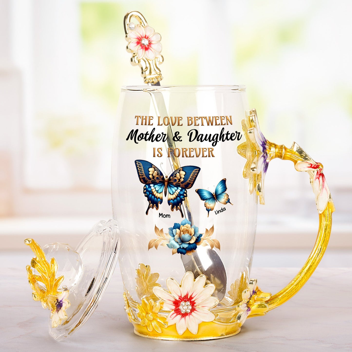 Love Between Mother & Daughters - Personalized Enamel Tea Cup