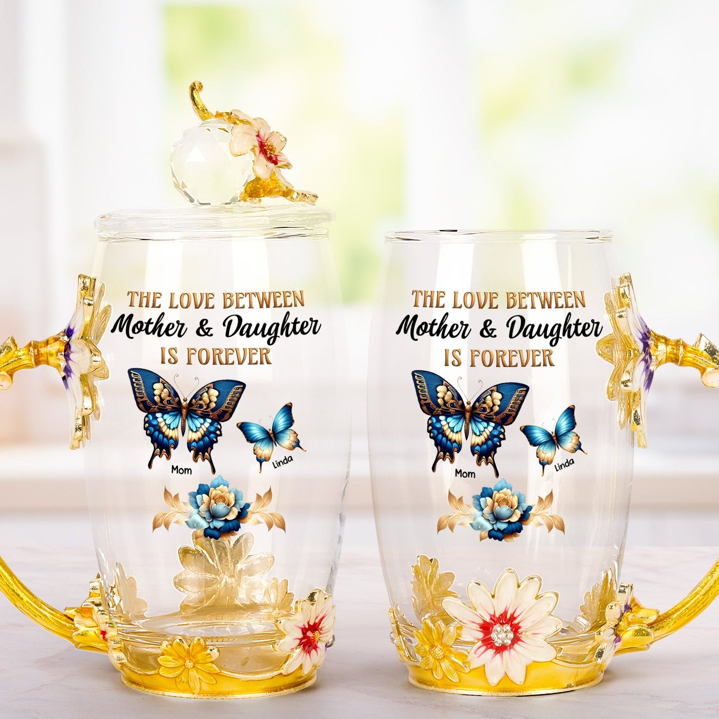 Love Between Mother & Daughters - Personalized Enamel Tea Cup