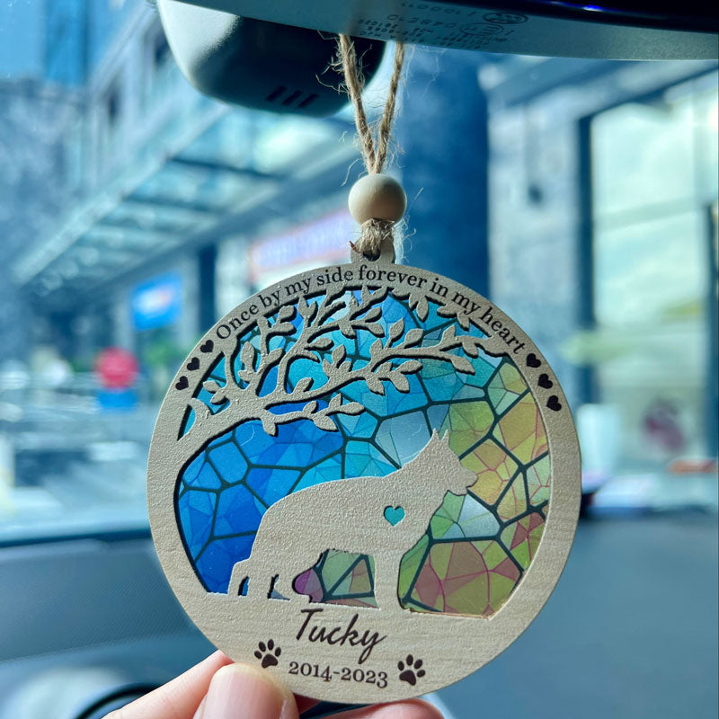 Once By My Side Dog Silhouettes, Personalized Suncatcher Ornament