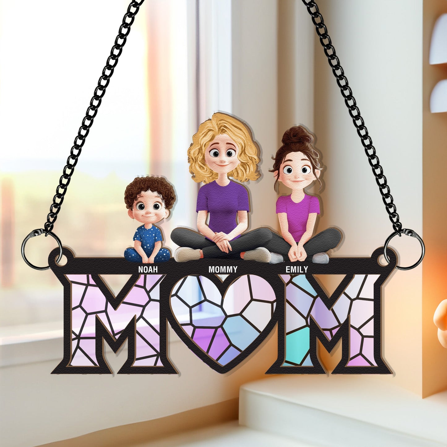 Mom Gift - Personalized Window Hanging Suncatcher Ornament Christmas Gift For Mom