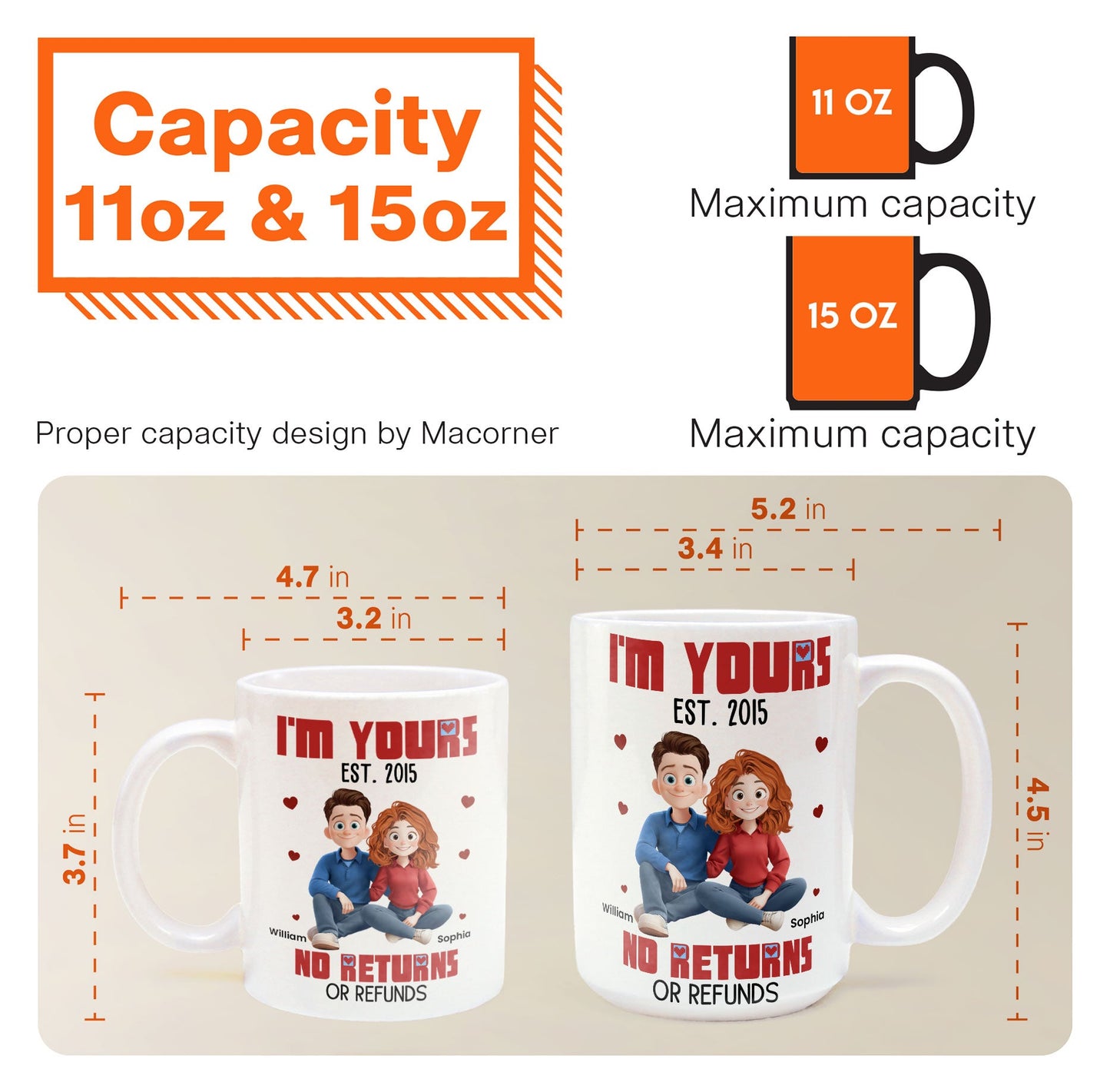 New Version Cartoon Couple I'm Yours No Returns Or Refunds - Personalized Mug