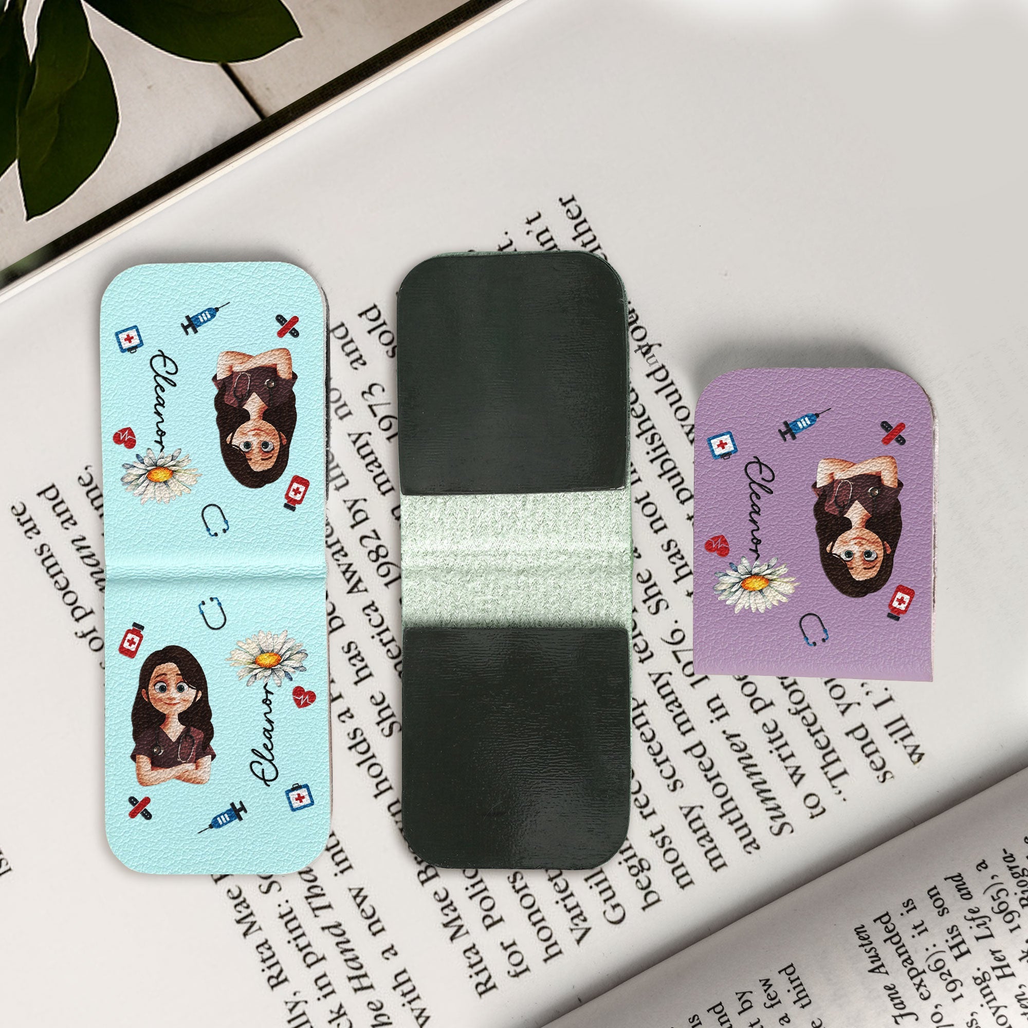 Nurse Gift Custom Birth Flower - Personalized Leather Magnetic Bookmark