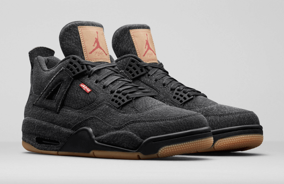 Men's   Levi’s x Air Jordan 4 Retro Black Shoes