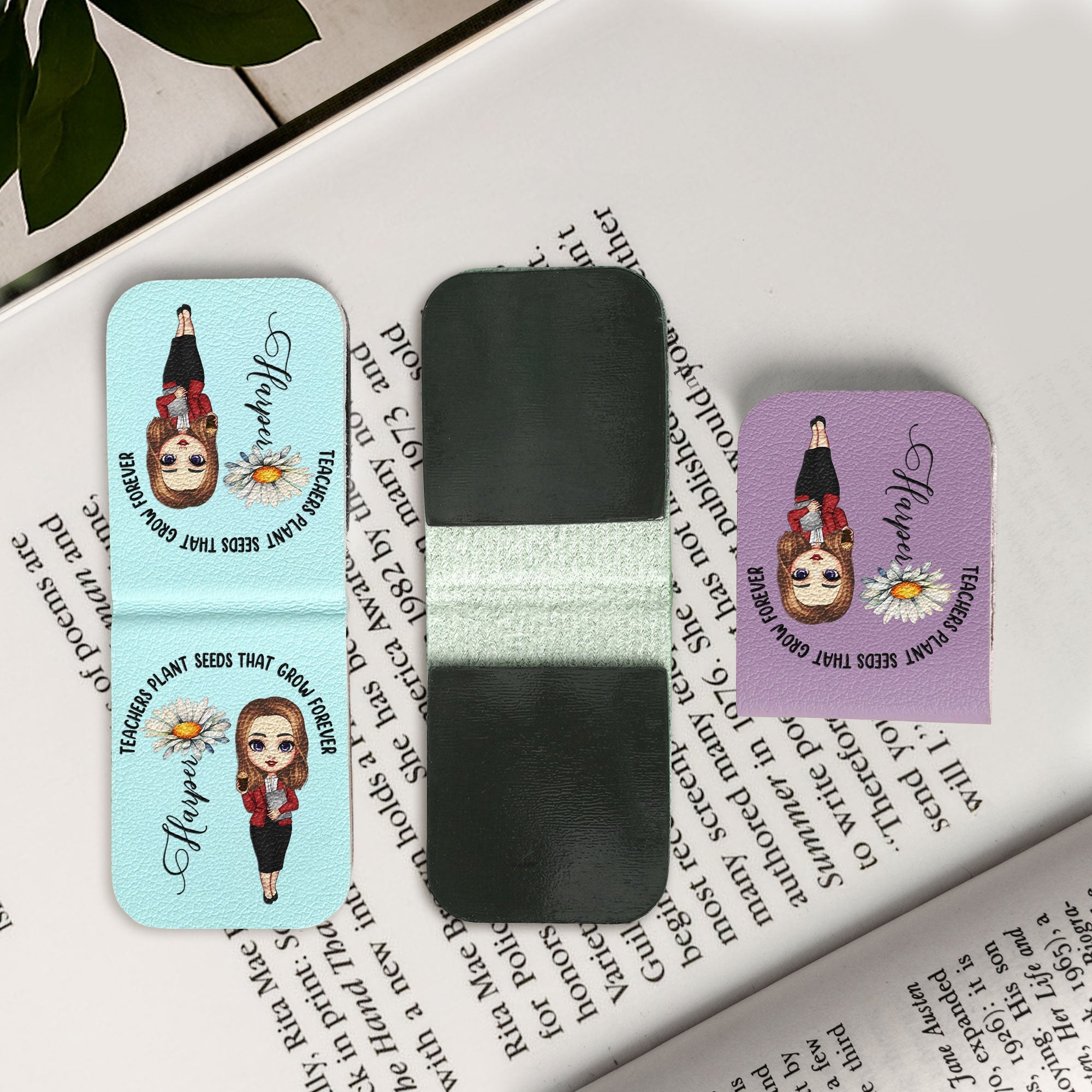 Teachers Plant Seeds That Grow Forever - Personalized Leather Magnetic Bookmark