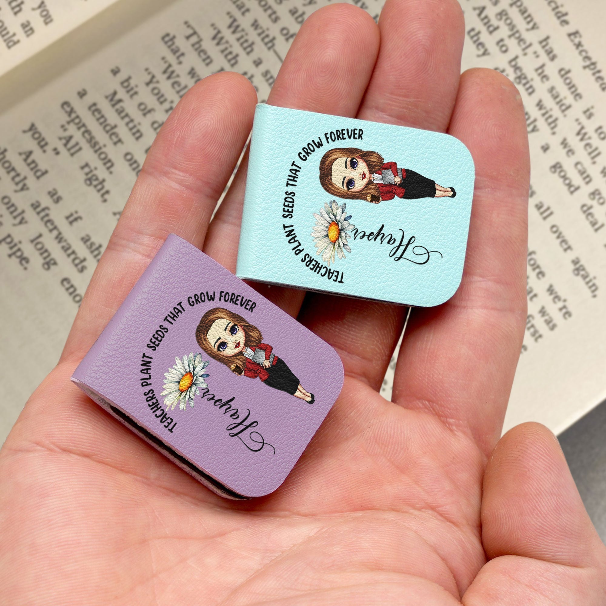Teachers Plant Seeds That Grow Forever - Personalized Leather Magnetic Bookmark