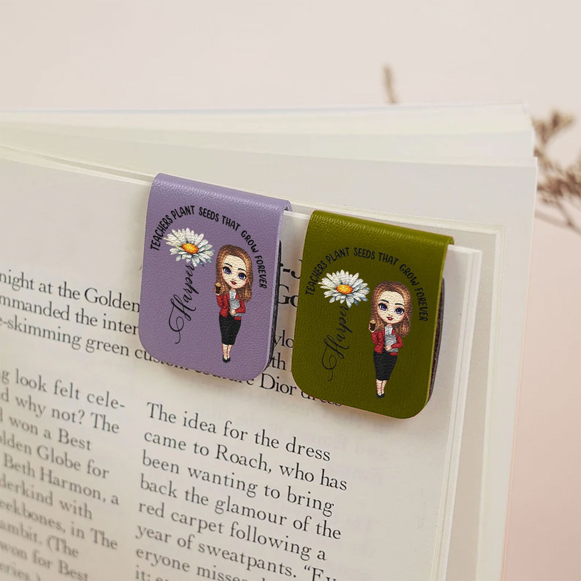 Teachers Plant Seeds That Grow Forever - Personalized Leather Magnetic Bookmark