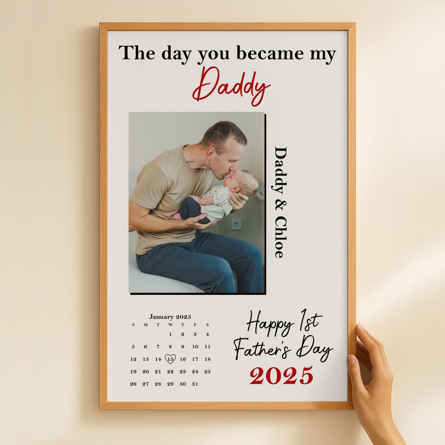 The Day You Became My Daddy 1st Father's Day - Personalized Photo Poster